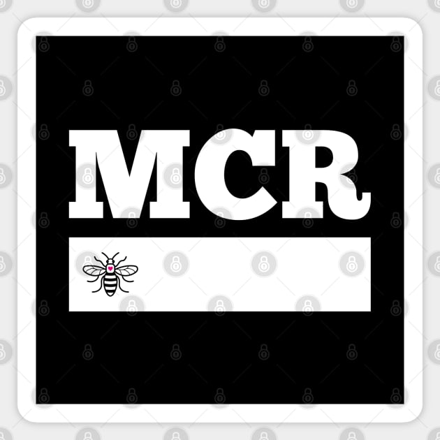 White Love MCR Manchester Worker Bee Retro Sticker by Butter Creative